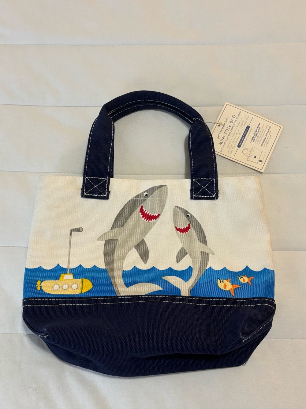 Pottery Barn Kids Sharks and Yellow Submarine Mini Tote Beach Bag